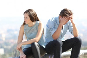 Bad girl arguing with her couple breakup concept