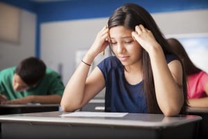 Stressed student during a test